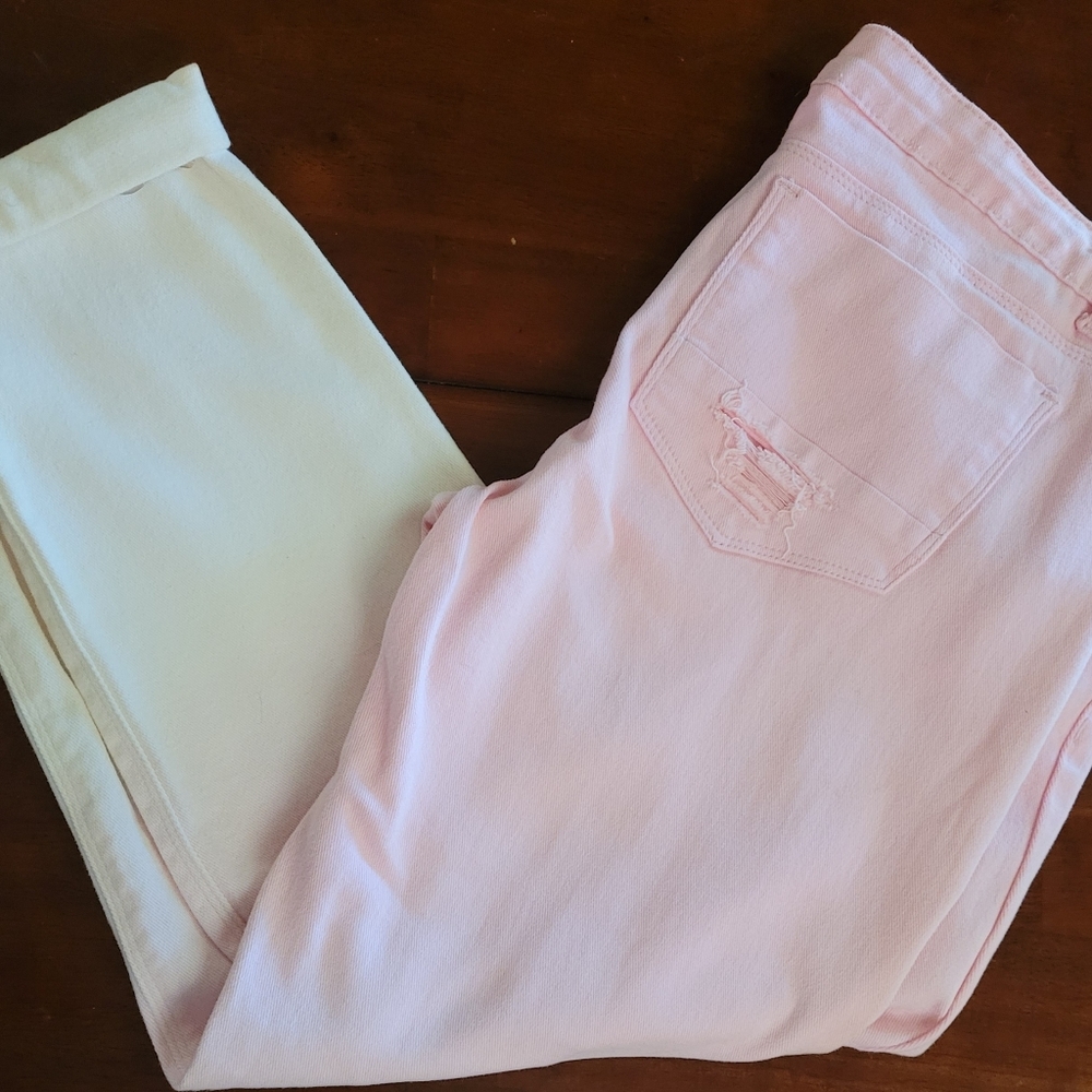 Pink and White Stretch Jeans